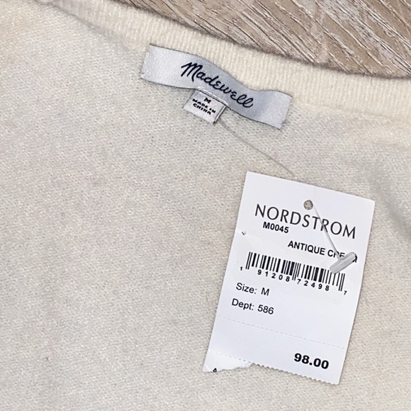 NWT Madewell Antique Cream Cardigan Medium - Picture 4 of 6
